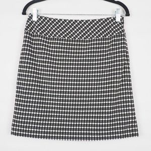 LOFT Jacquard Skirt Side Zip Black White Size 2